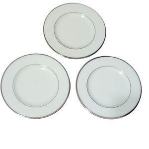 Lenox Montclair China Platinum Ivory Dishes 3 Bread & Butter Plates 6.5 Inch